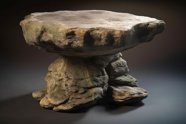 Stone podium pedestal with dark background