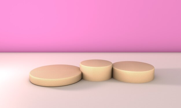 Stone podium in pink background. 3d Illustration