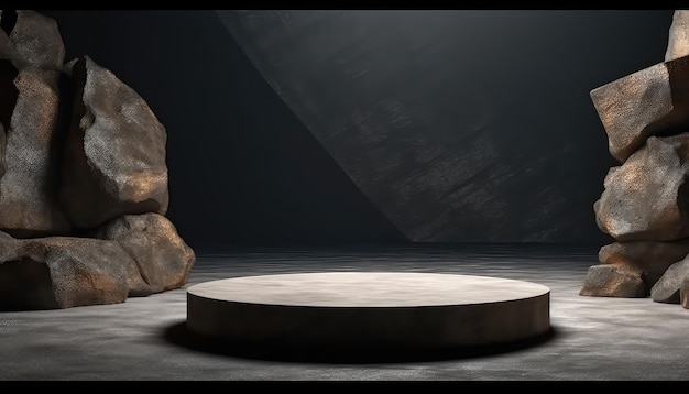 stone podium rock pedestal stage empty scene luxury product display natural background