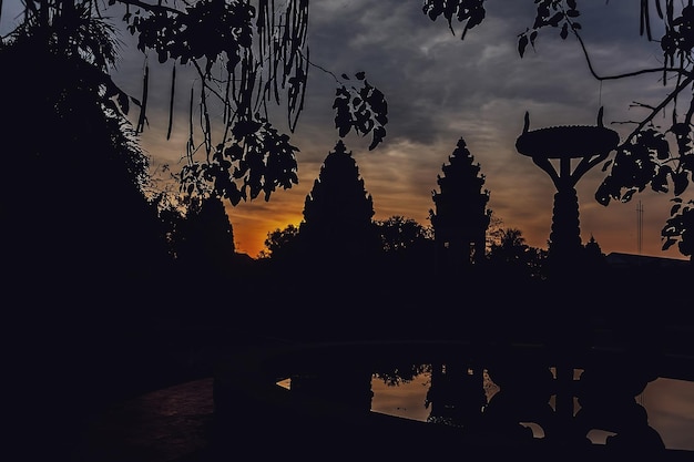 Stone ruins of Angkor Wat temple complex largest religious monument and UNESCO World Heritage Site