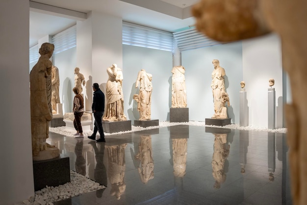 Stone sculpture stone sculptures from the ancient Greek Empire museum visitors visiting stone