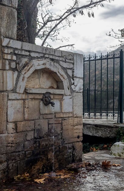 A stone Springs on Peloponnese Greece closeup