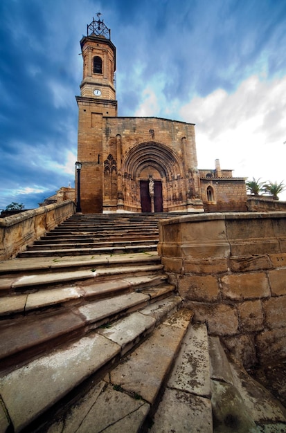 Stone stairs to a old church.