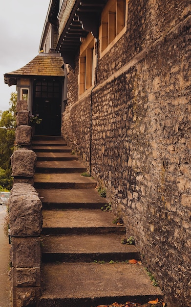 Stone steps near a house in England