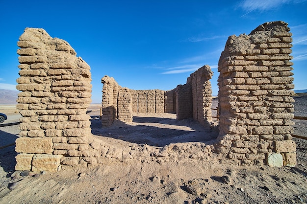 Stone structure abandoned in sandy desert