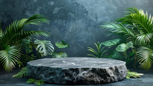 Stone Table Among Tropical Plants