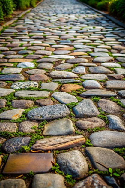 Photo stone texture close capture on stone walkway textu