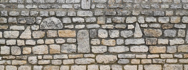 Stone textured long made of mesh and stones background wall horizontal facade