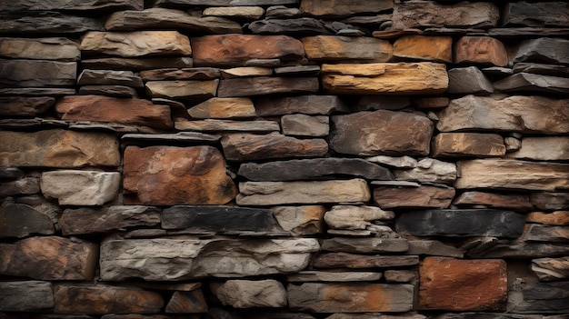 A stone wall with a black and brown stone background