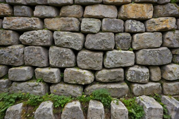 Photo a stone wall with a few small stones in the middle