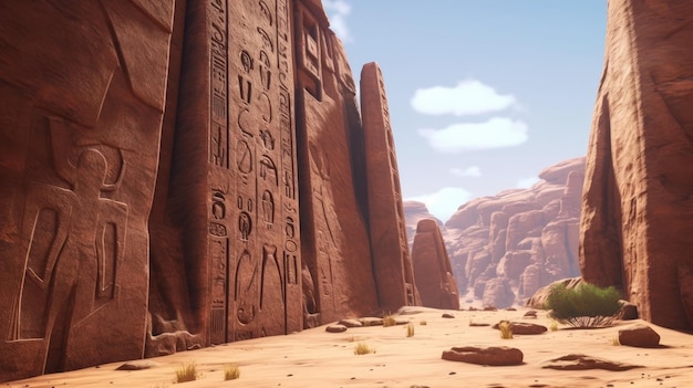 a stone wall with hieroglyphics carved into it