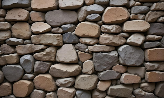 A stone wall with irregular shaped stones