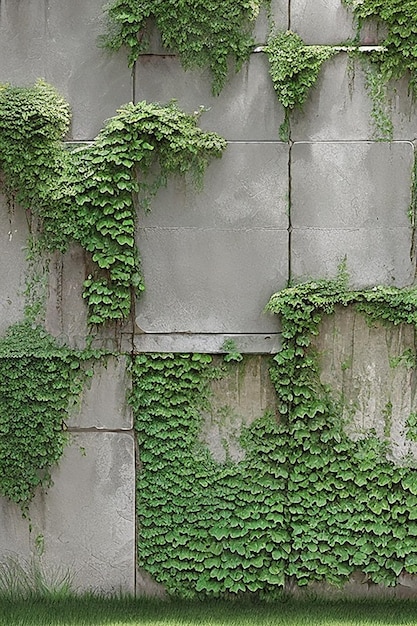 Photo a stone wall with ivy growing on it and a green plant growing on it