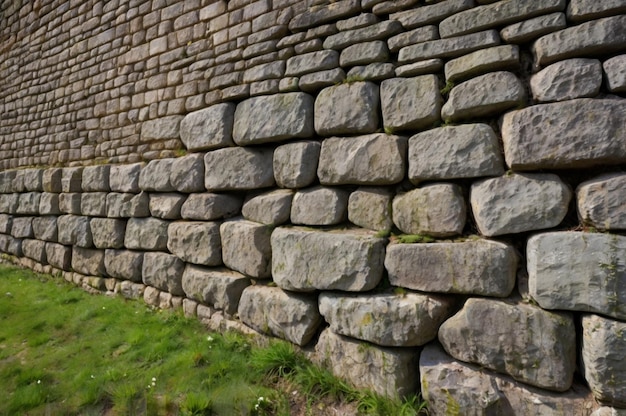 Photo a stone wall with a large stone in the middle