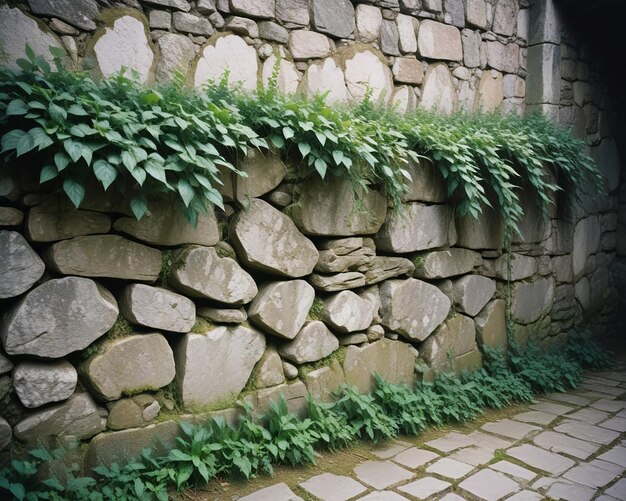 a stone wall with a light on it and a stone wall with a light on it