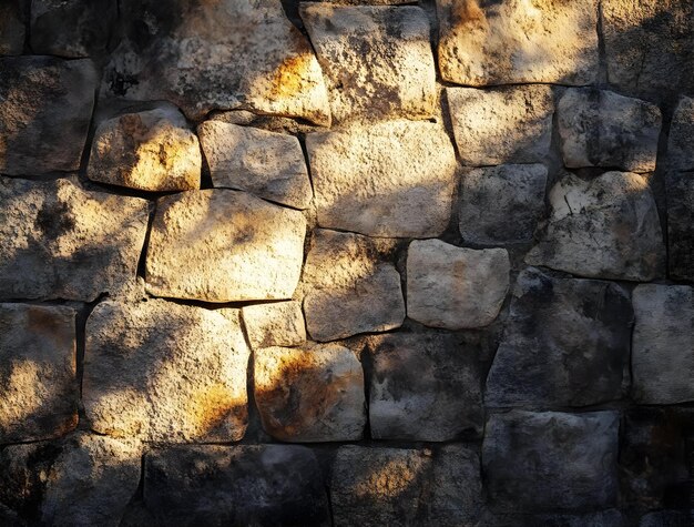 Photo a stone wall with the light shining