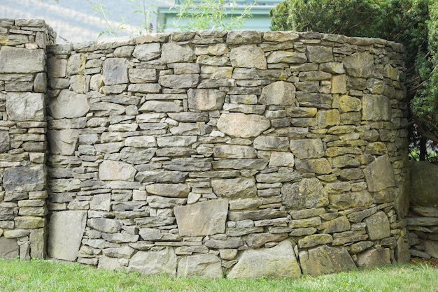 A stone wall with a natural stone frame.