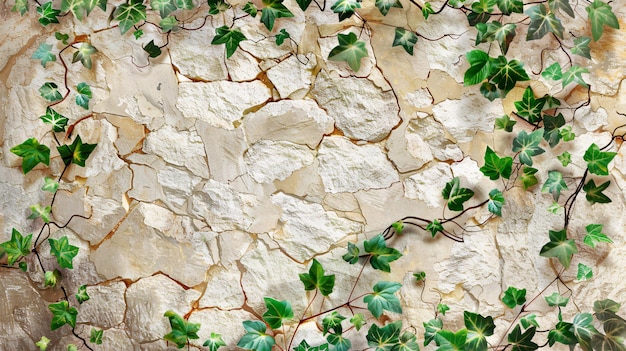 Photo a stone wall with a plant growing out of it