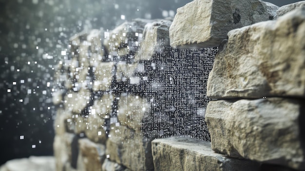 Photo a stone wall with water drops on it and a stone wall with a background of water droplets