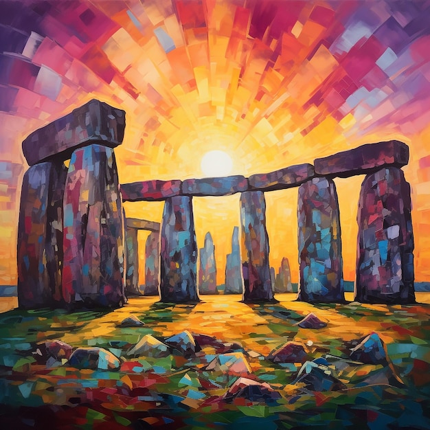 stonehenge in claude monet style hd wallpaper