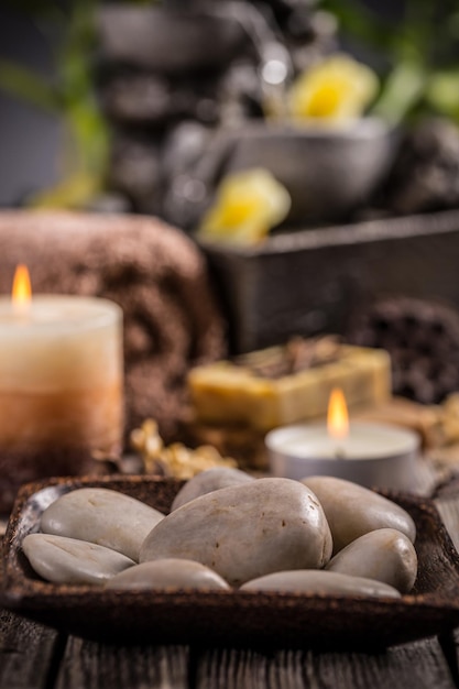 Stones and aromatic candles