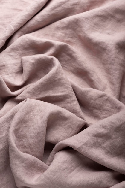 Stonewashed linen fabric in lilac color