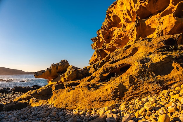 Stony cove in the Jaizkibel mountain in the town of Pasajes near San Sebastian Basque Country