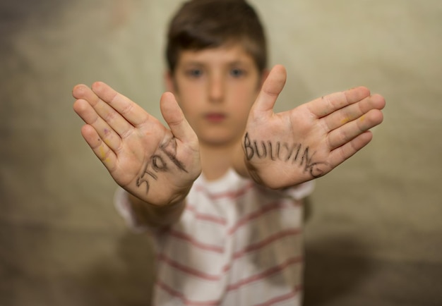 Stop Bullying, child represented gesture