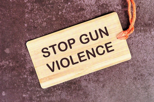 STOP GUN VIOLENCE text on the card