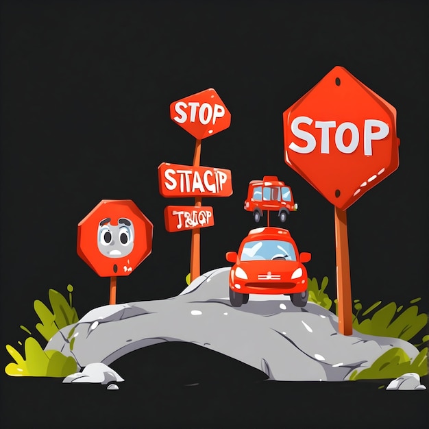 Stop road sign icon Traffic control symbol Red octagonal sign graphics Warning signal illustratio