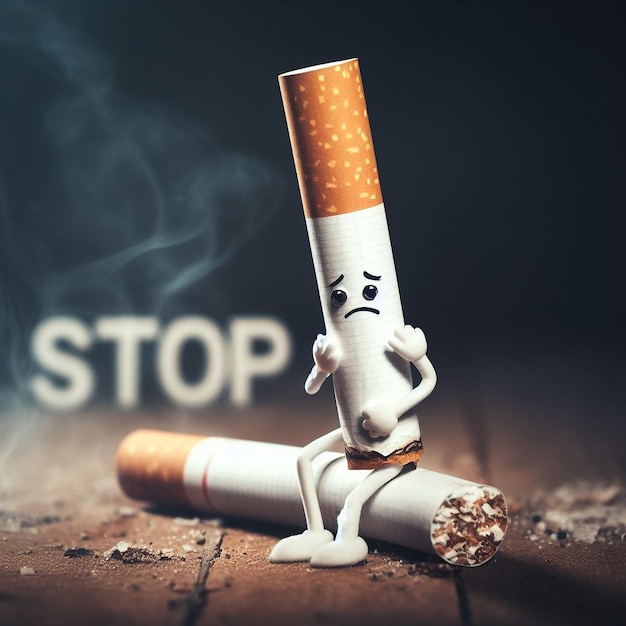 Stop smoking concept and sad smoking