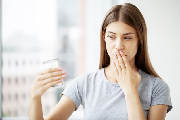 Stop smoking a young woman communicates her position about the harmfulness of cigarettes