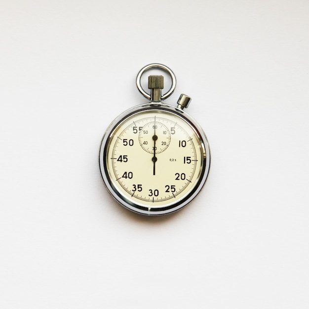 Stopwatch close up isolated on white toned with filter