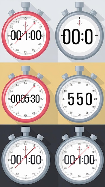 Photo stopwatch with different time flat design