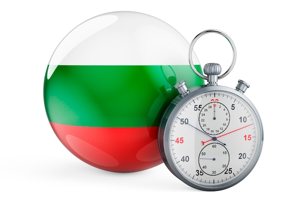 Stopwatch with flag of Bulgaria 3D rendering