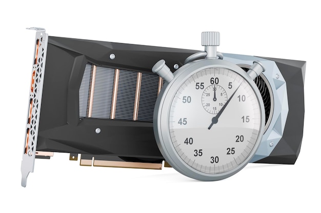 Stopwatch with video card 3D rendering