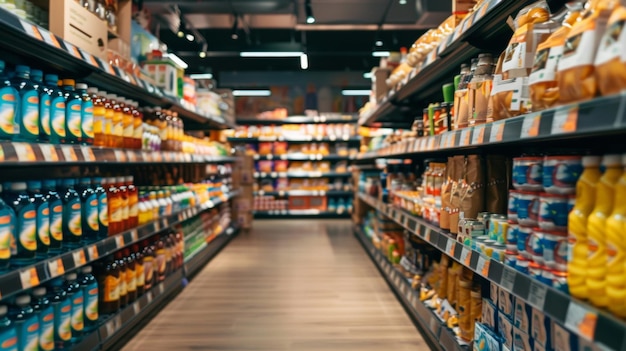 Photo a store aisle with a variety of products on the shelves