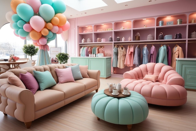 store decoration in pastel color theme inspiration ideas