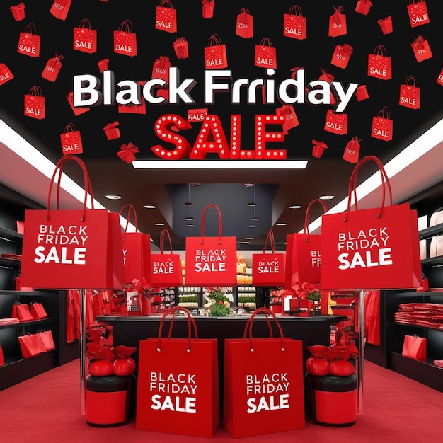 Photo a store display with a black friday sale sign