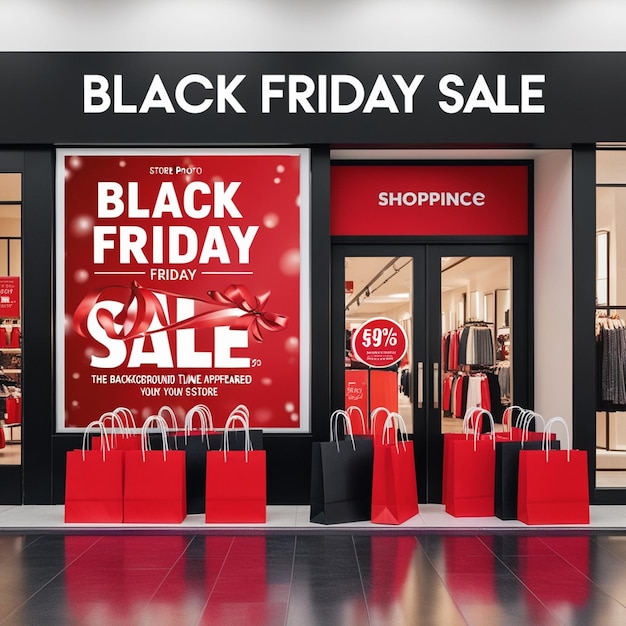 a store front with a black friday sale sign