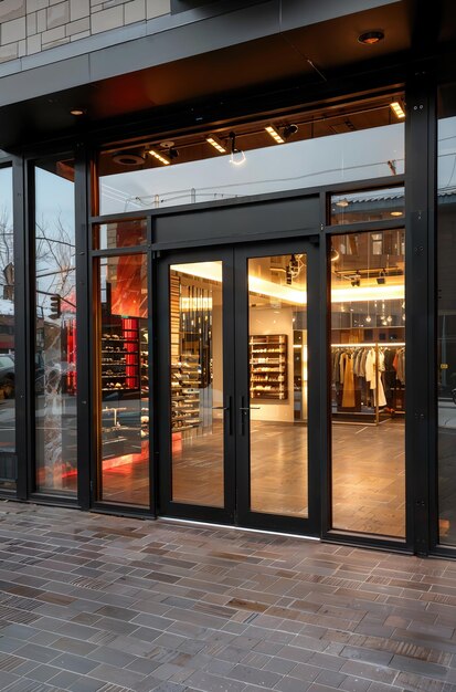 Photo a store front with a clothes rack and a clothes rack