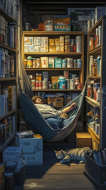 Store Owner Sleeping While Reading a Manual