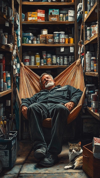 Store Owner Sleeping While Reading a Manual