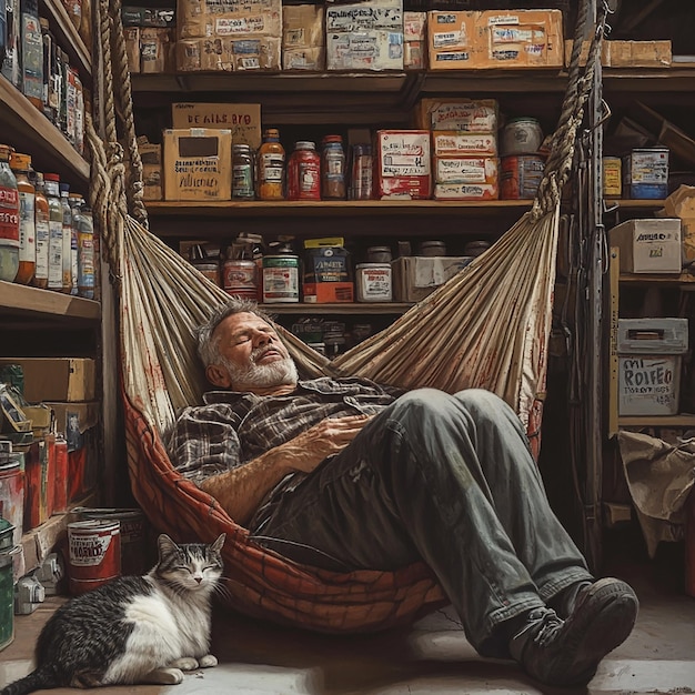 Store Owner Sleeping While Reading a Manual