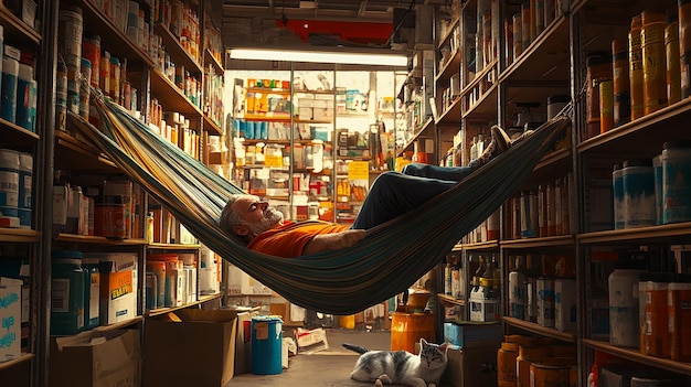 Store Owner Sleeping While Reading a Manual