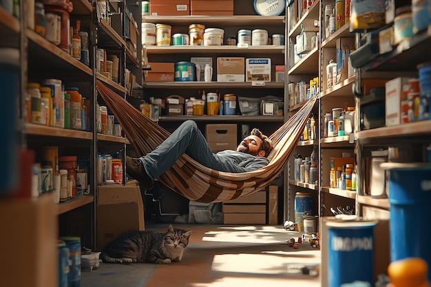 Store Owner Sleeping While Reading a Manual