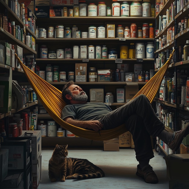 Store Owner Sleeping While Reading a Manual