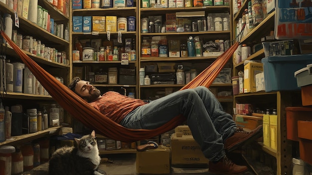 Store Owner Sleeping While Reading a Manual