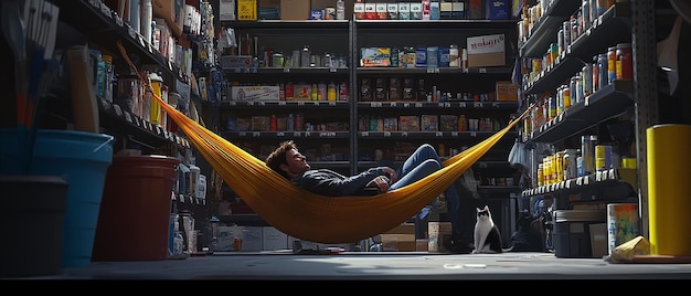 Store Owner Sleeping While Reading a Manual