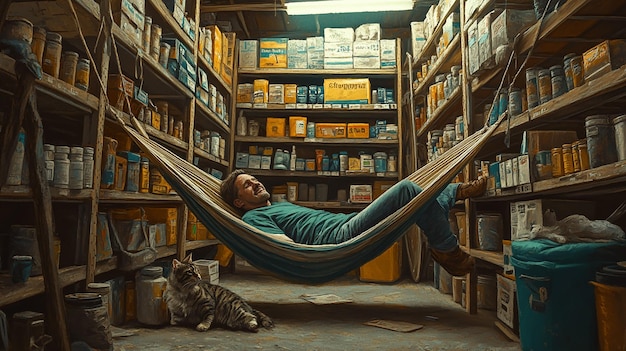 Store Owner Sleeping While Reading a Manual